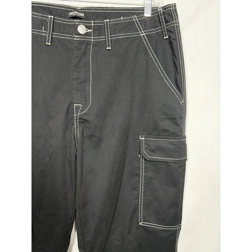 True Religion Cargo Pants Mens 34 Black Utility‎ Y2K Skate Streetwear